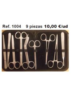 Set de disección de 9 piezas con estuche