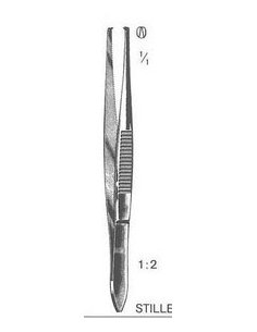 Pinza Disección STILLE CON DIENTE 1x2, 15 cm, RECTA. Dimeda