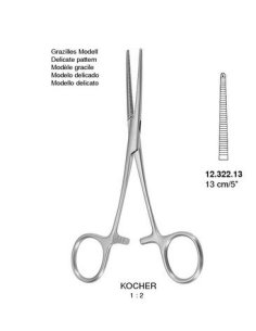 Pinza Hemostática KOCHER 14 cm. RECTA sin Diente Dimeda.