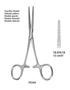 Pinza HEMOSTÁTICA Pean Fina Recta 14 cm. Dimeda