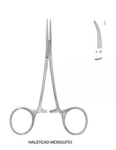 Pinza MOSQUITO Hasteld Curvo Con Diente 12,5 cm. Pk