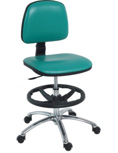 Silla (taburete) con respaldo, base de aluminio pulido y...