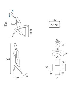 Silla Multifuncional de aluminio plegable para terapias. 2