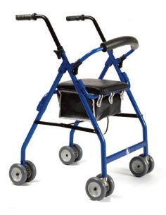 Andador plegable con asiento, respaldo, cesta y freno por...