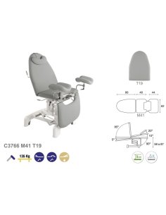 Camilla hidráulica-Sillón Ginecología, 3 cuerpos 62x182...