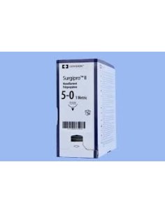 SURGIPRO* II 5-0, Triangular 3/8 Circulo Color Azul,...