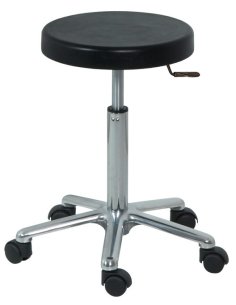 Silla (Taburete) con base de aluminio pulido. Asiento...