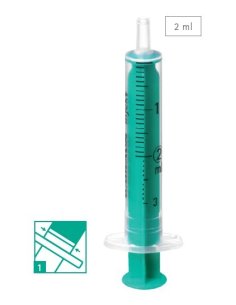 Jeringa 2 Cuerpos INJEKT 2 ml. LUER, Caja 100 unidades.