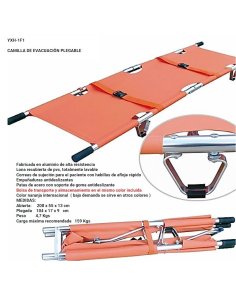 Camilla de emergencia plegable con patas de aluminio y bolsa