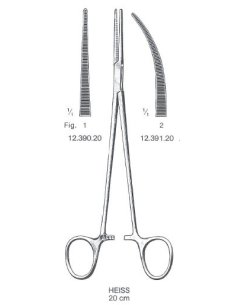 HEISS Pinza Hemostática para ligaduras, CURVA, 20 cm. Dimeda