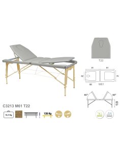 Camilla PLEGABLE regulable madera T22 70x182, Color a...