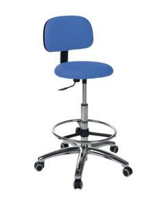 Taburete CIRCULAR base cromada con respaldo y aro...