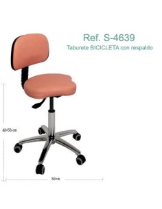 Taburete BICICLETA con base cromada y respaldo. Ref. S-4639