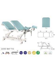 Camilla hidráulica-Sillón Ginecología, 3 cuerpos 62x200...