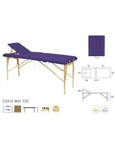 Camilla PLEGABLE regulable madera, Cabezal T23 62x182,...